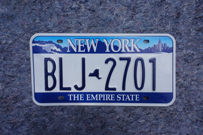 New York NIAGARA FALLS EMPIRE State White Blue License Plate