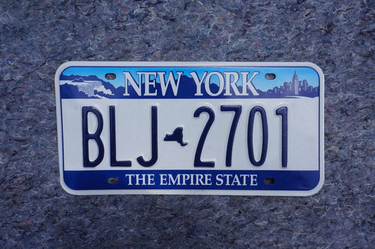 New York NIAGARA FALLS EMPIRE State White Blue License Plate