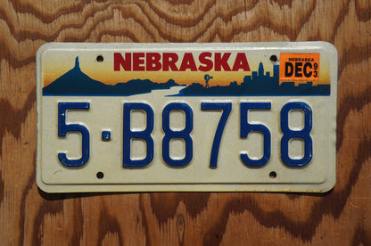 1993 Nebraska WINDMILL RIVER CITY Chimney Rock Sunset License Plate