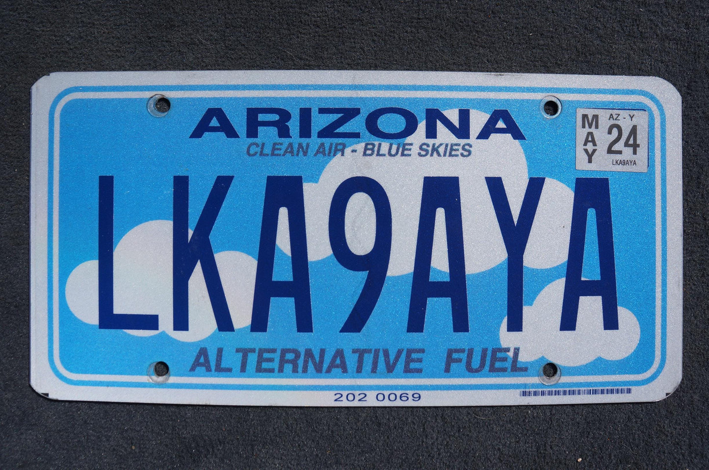 Arizona ALTERNALTIVE FUEL Blue License Plate