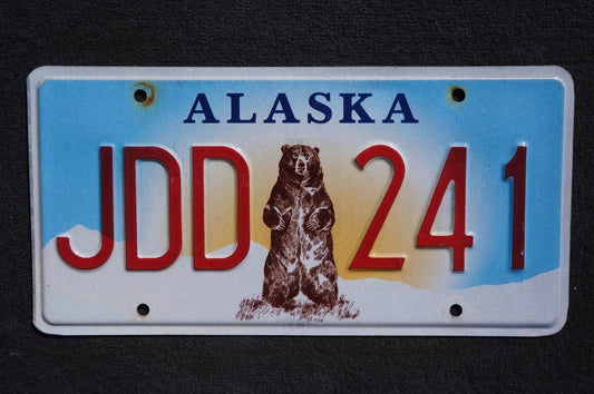 Alaska Grizzly Brown Bear License Plate # JDD 241