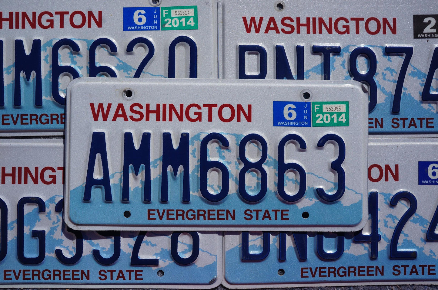Washington State License Plate: Evergreen State, Blue & Yellow
