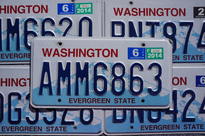 Washington State License Plate: Evergreen State, Blue & Yellow