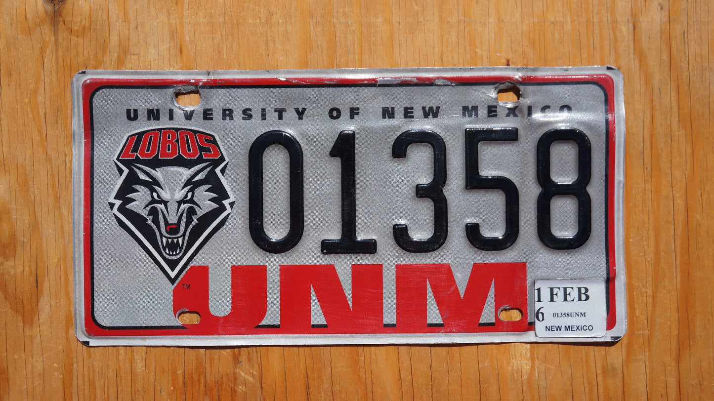 2016 University of New Mexico LOBOS UNM License Plate