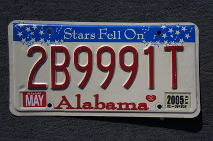2005 Alabama Stars Fell On Alabama License Plate #2B9991T