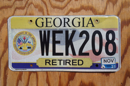 2021 Georgia US ARMY RETIRED License Plate