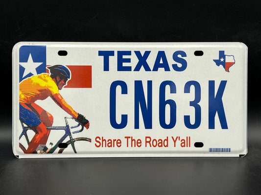 One or More - TEXAS Share the Road Y'all Biker Biking Graphic License Plate