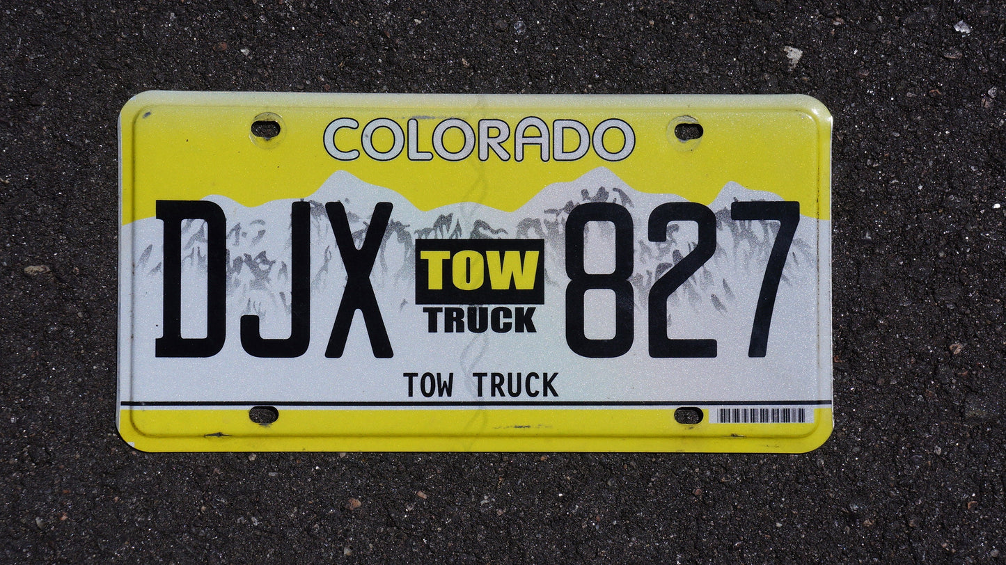 Colorado Mountain TOW TRUCK Yellow License Plate