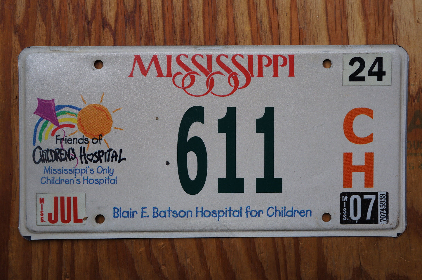 2007 Mississippi Children's Hospital License Plate