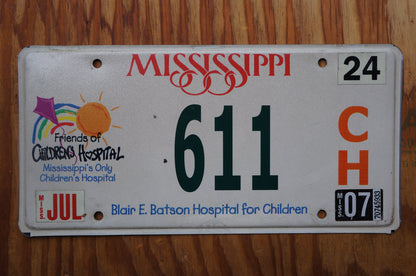 2007 Mississippi Children's Hospital License Plate