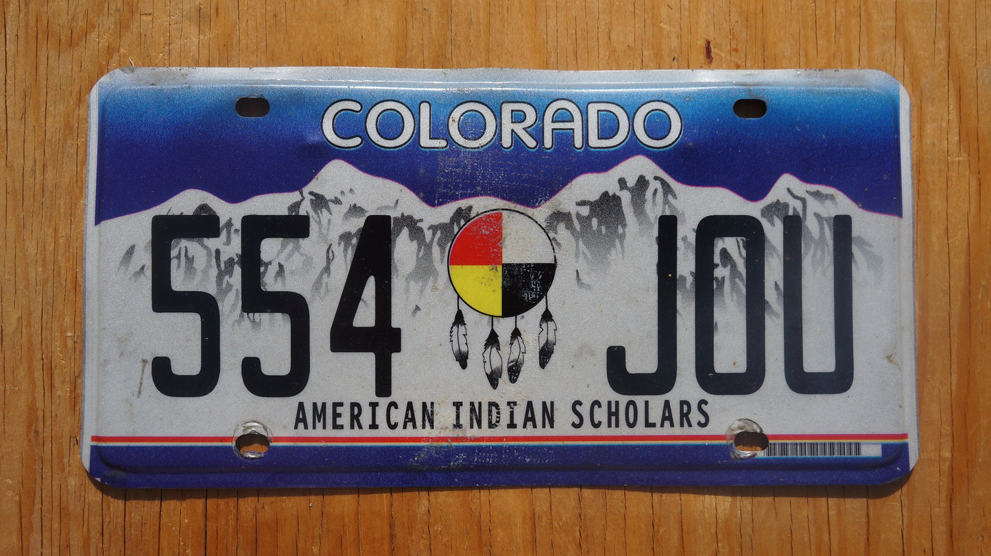 Colorado AMERICAN INDIAN SCHOLARS Snow Mountains License Plate Dream Catcher