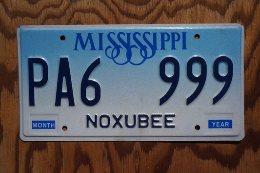 Mississippi Blue Vintage License Plate - PA6 999