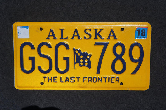 2018 Alaska Yellow Flag License Plate - The Last Frontier # GSG 789