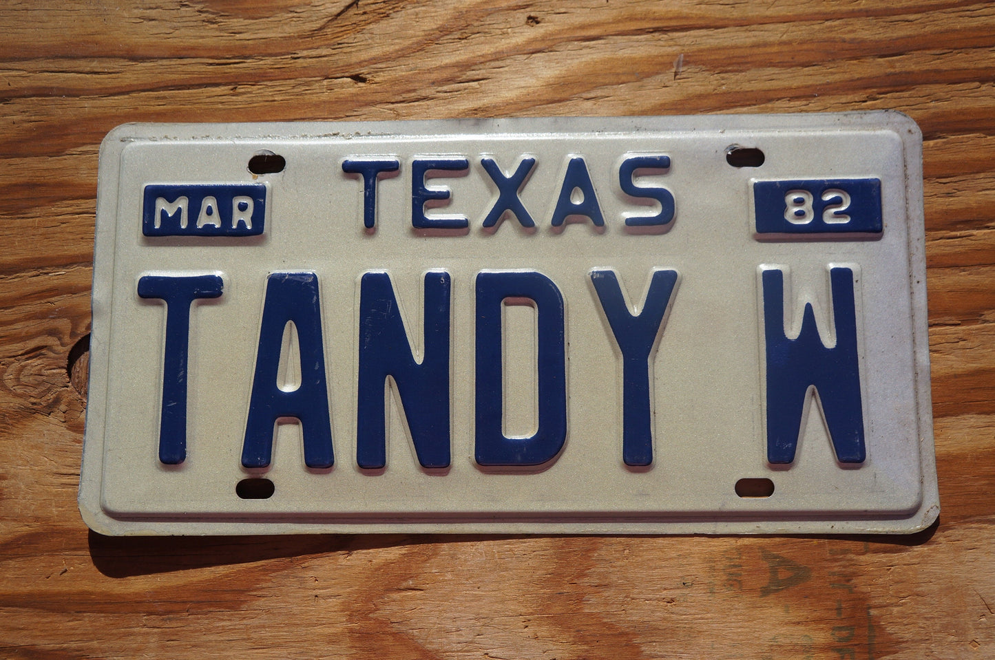 1982 Texas Vanity Vintage License Plate # TANDY W