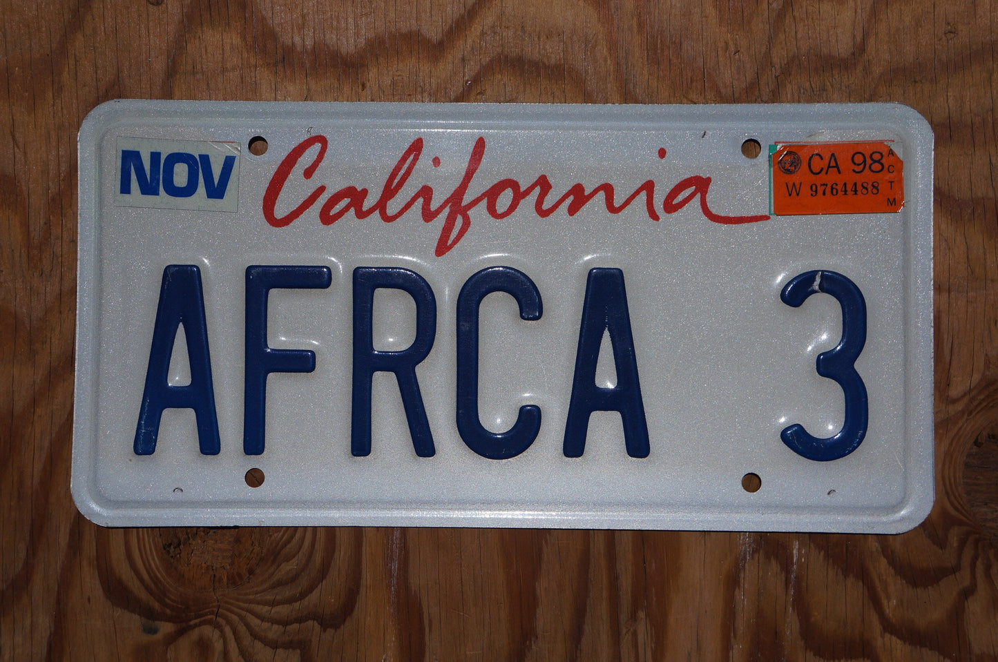 1998 California Vanity AFRICA License Plate # AFRCA 3
