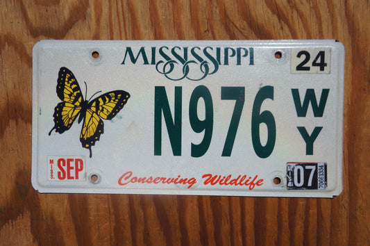 2007 Mississippi BUTTERFLY Conserving Wildlife license plate