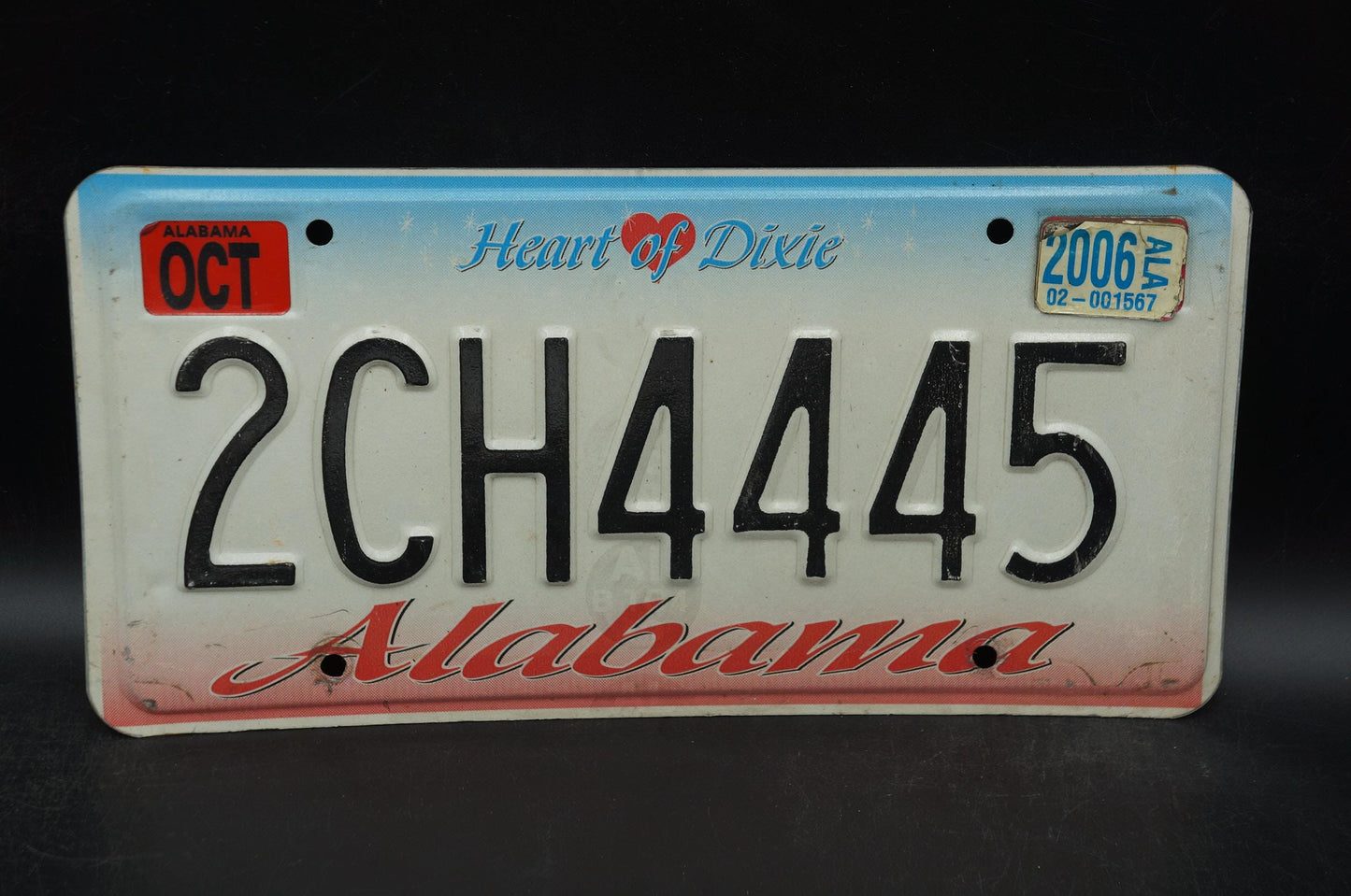 2006 Alabama HEART OF DIXIE License Plate # 2CH4445