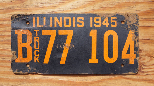 1945 Illinois TRUCK FIBER BOARD Black License Plate