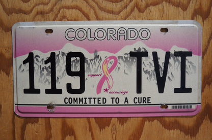 Colorado Pink Ribbon Committed to A Cure License Plate Breast Cancer Awareness Mother Woman Life