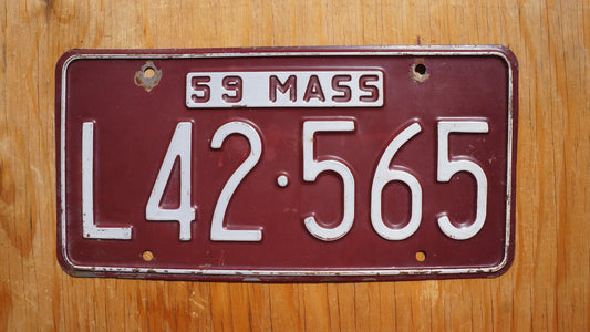1959 Massachusetts Vintage License Plate