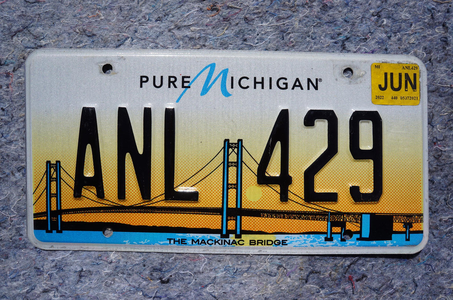 2022 Michigan THE MACKINAC BRIDGE Orange License Plate
