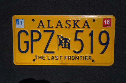 2016 Alaska Yellow Flag License Plate - The Last Frontier # GPZ 519