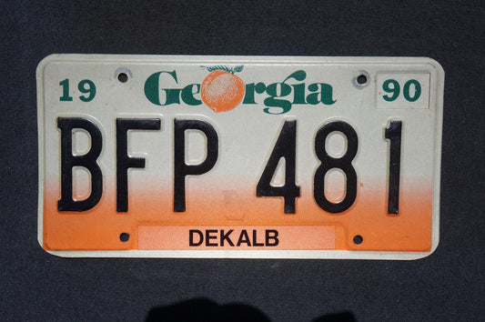 1990 Georgia Peach License Plate DEKALB County