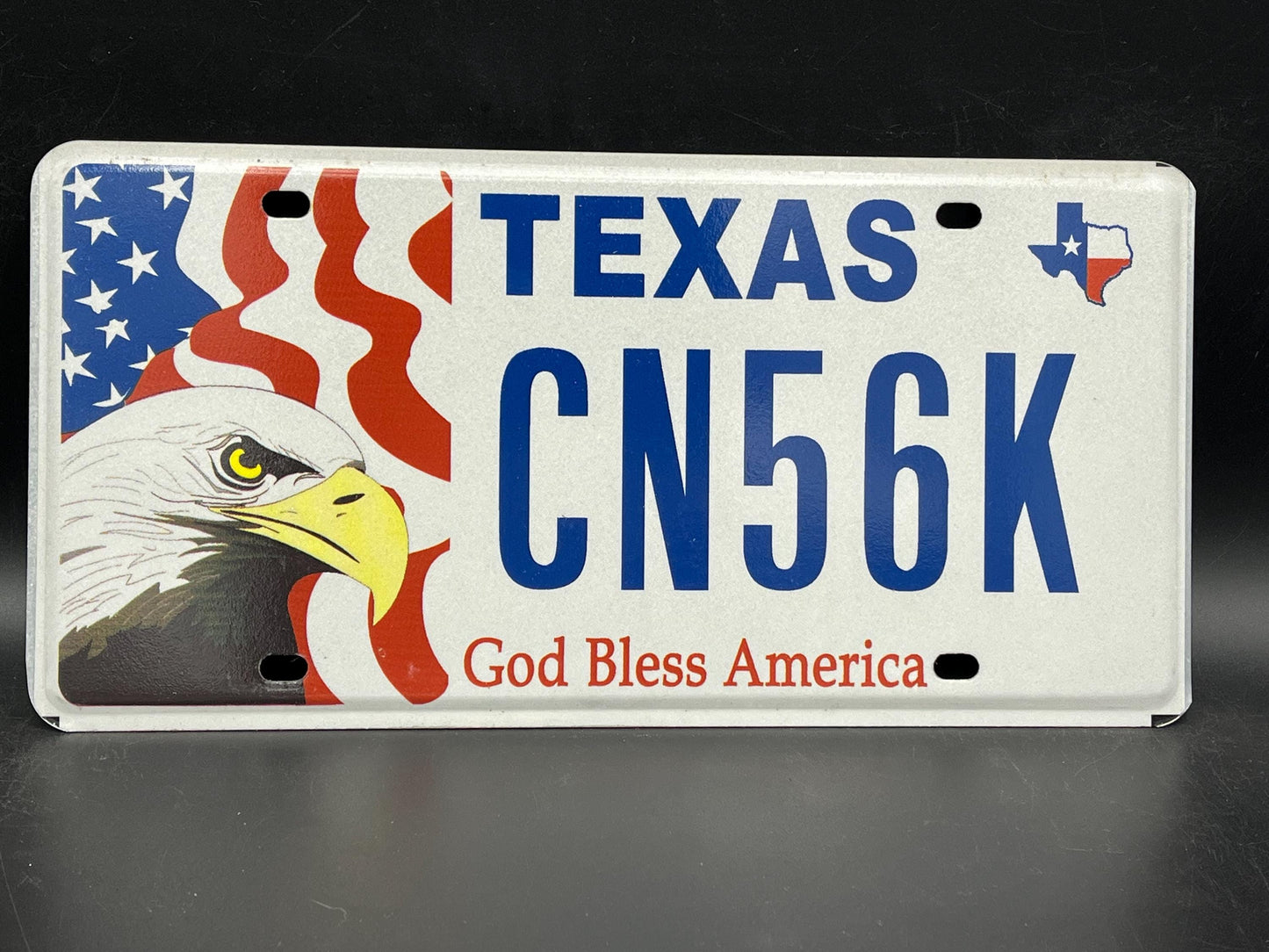 One or More - TEXAS God Bless America Eagle Flag Graphic License Plate