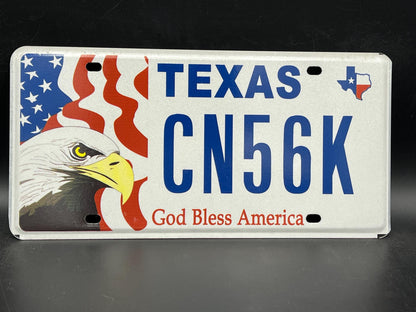 One or More - TEXAS God Bless America Eagle Flag Graphic License Plate