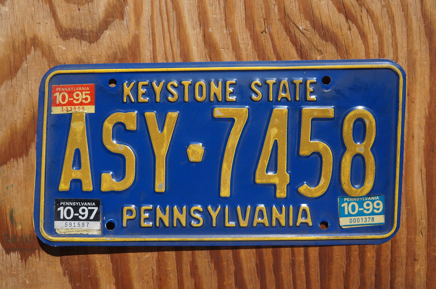 1995 1997 1999 Pennsylvania KEYSTONE STATE Blue License Plate