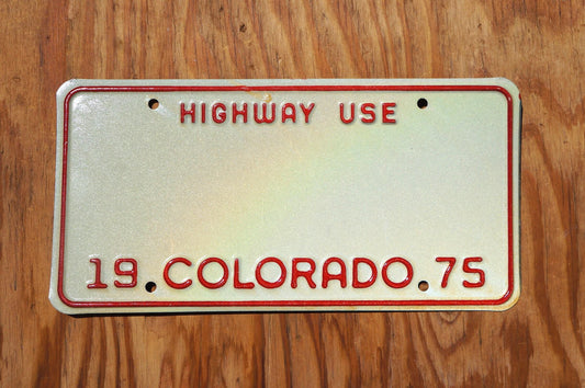 1975 Colorado HIGHWAY USE Blank Prototype License Plate