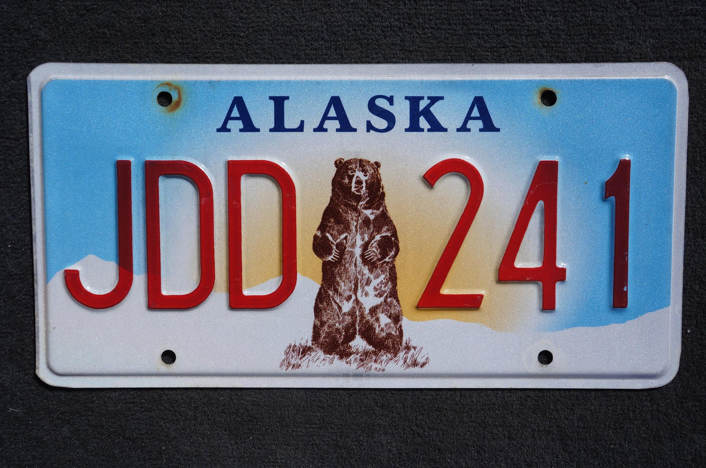 Alaska Grizzly Brown Bear License Plate # JDD 241