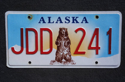 Alaska Grizzly Brown Bear License Plate # JDD 241