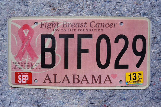 2013 Alabama PINK RIBBON - Fight Breast Cancer - Women Heath - Cancer - License Plate