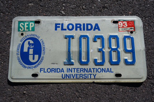 1993 Florida International University  FIU License Plate