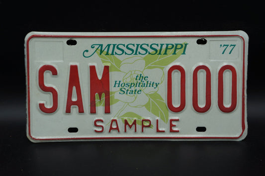 1977 Mississippi Magnolia Sample License Plate