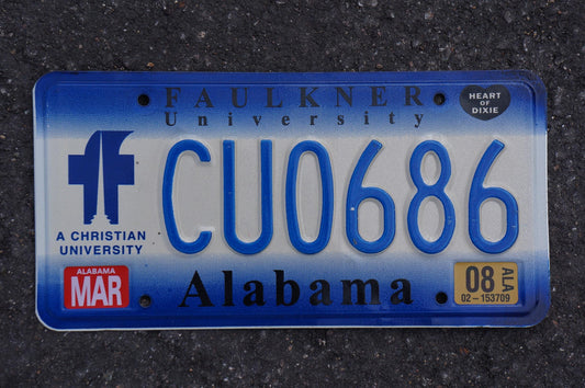 2008 Alabama FAULKNER COLLEGE License Plate