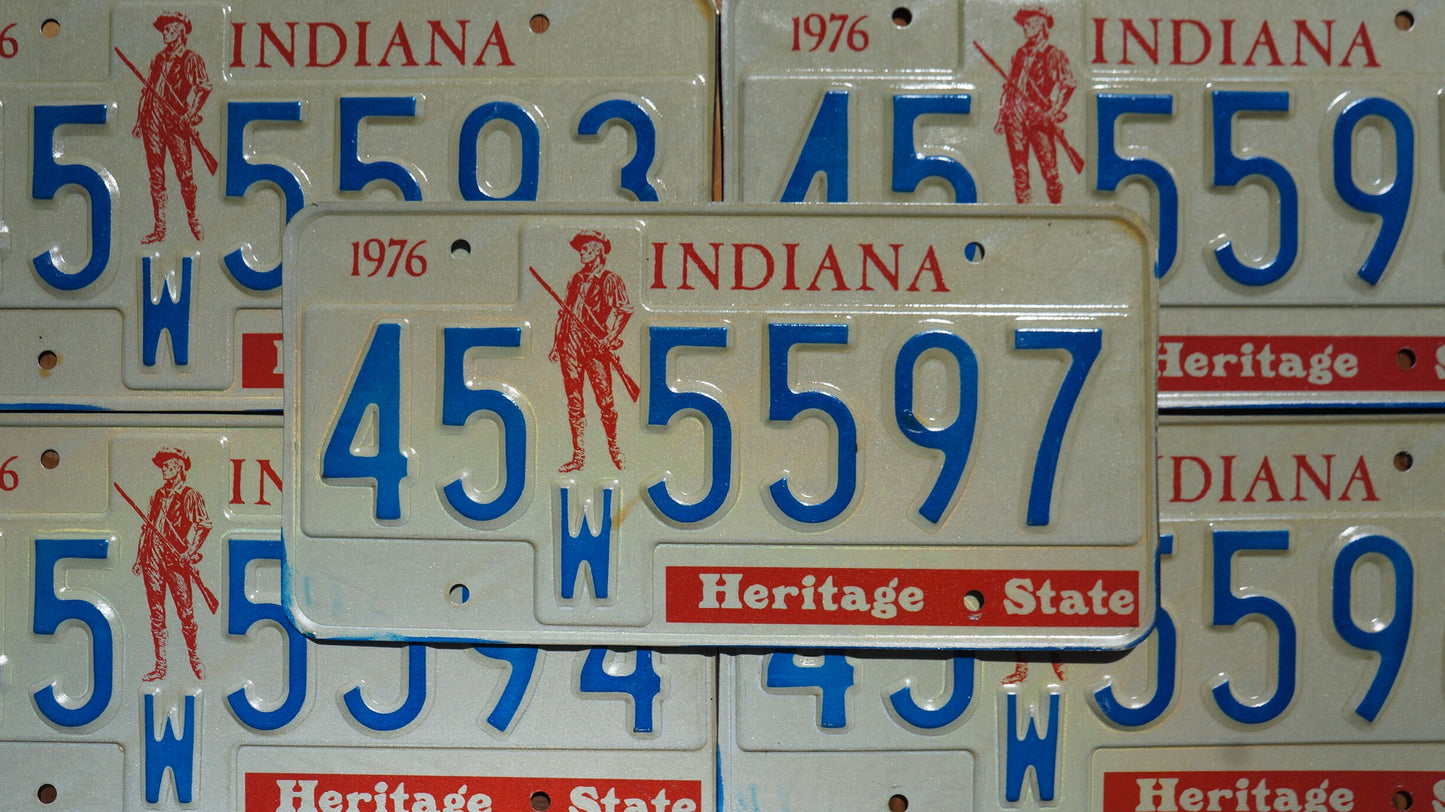 1976 Indiana Bicentennial License Plate: Minuteman Soldier Heritage