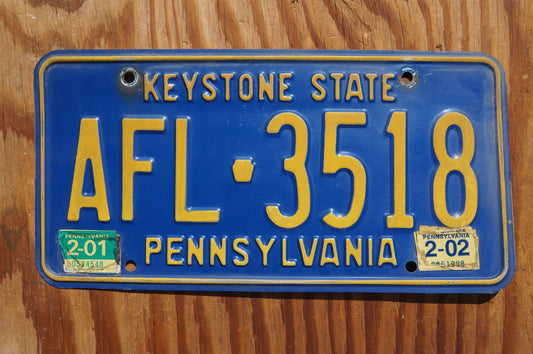 2001 2002 Pennsylvania KEYSTONE STATE Blue License Plate