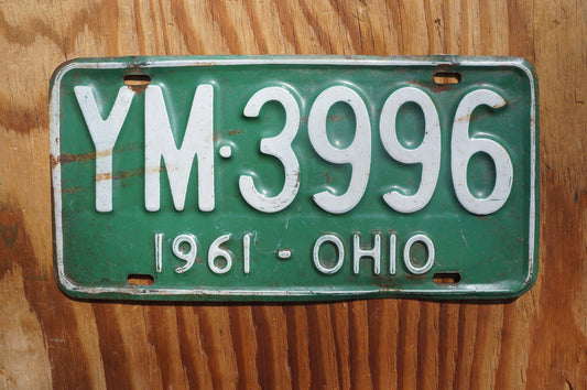 1961 Ohio Green Vintage License Plate