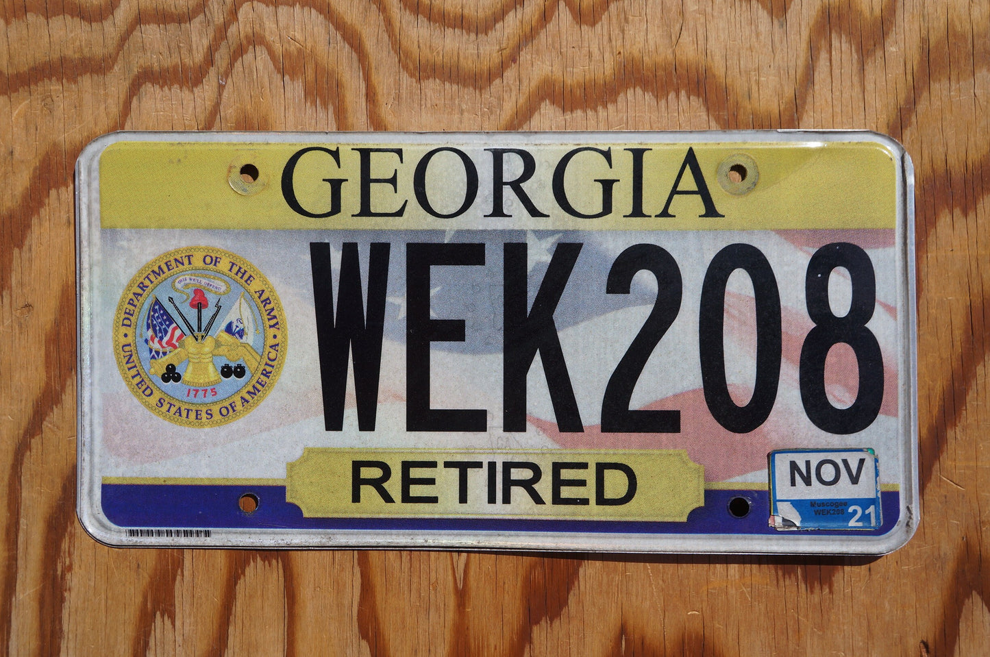 2021 Georgia US ARMY RETIRED License Plate