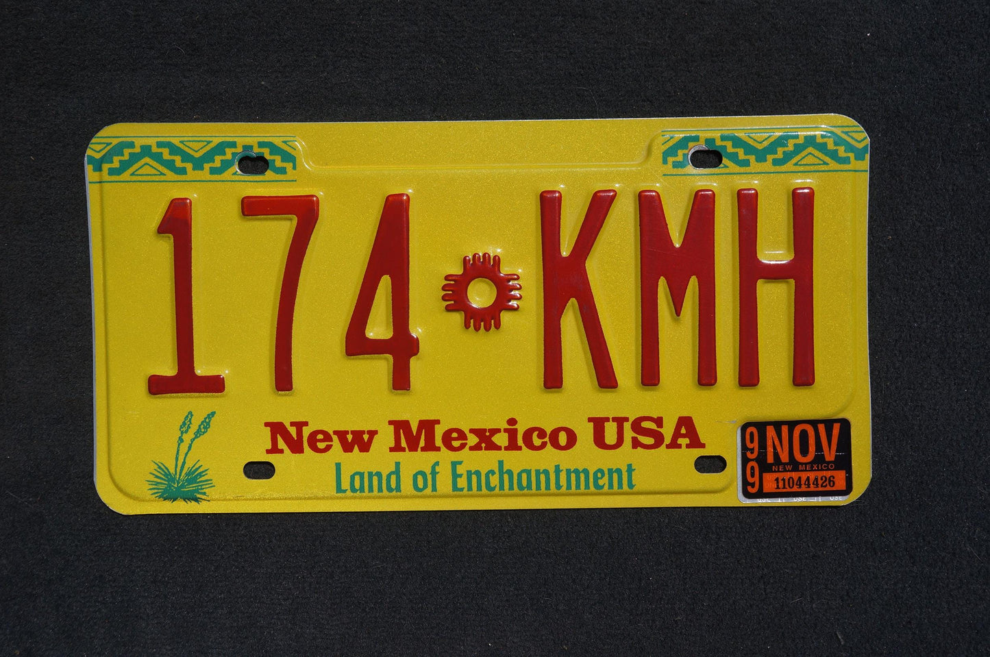1999 New Mexico Yellow License Plate #174-KMH