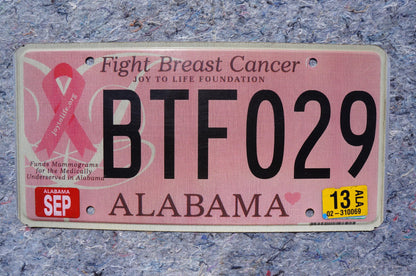 2013 Alabama PINK RIBBON - Fight Breast Cancer - Women Heath - Cancer - License Plate