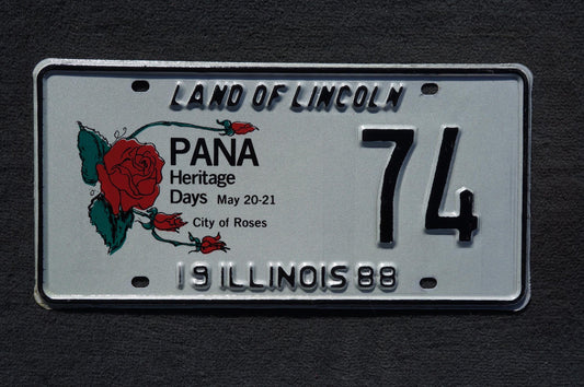 1988 Illinois PANA Heritage Days City of Roses License Plate # 74