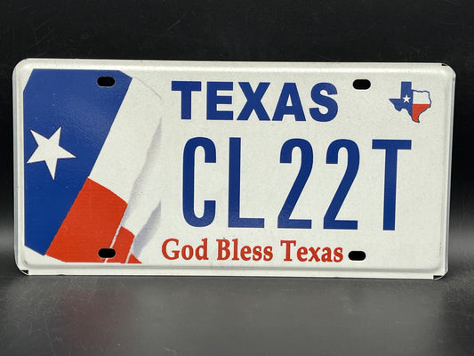 One or More - TEXAS God Bless Texas Flag Graphic License Plate