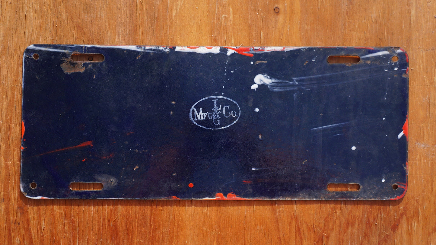 1912 NEW YORK Porcelain Red License Plate # 44132 Orignial