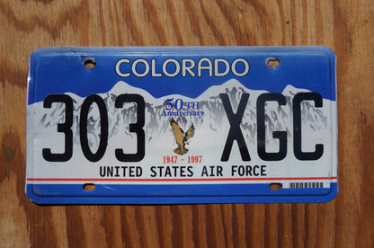 Colorado US AIR FORCE Blue Eagle License Plate -  50th Anniversary 1947 - 1997