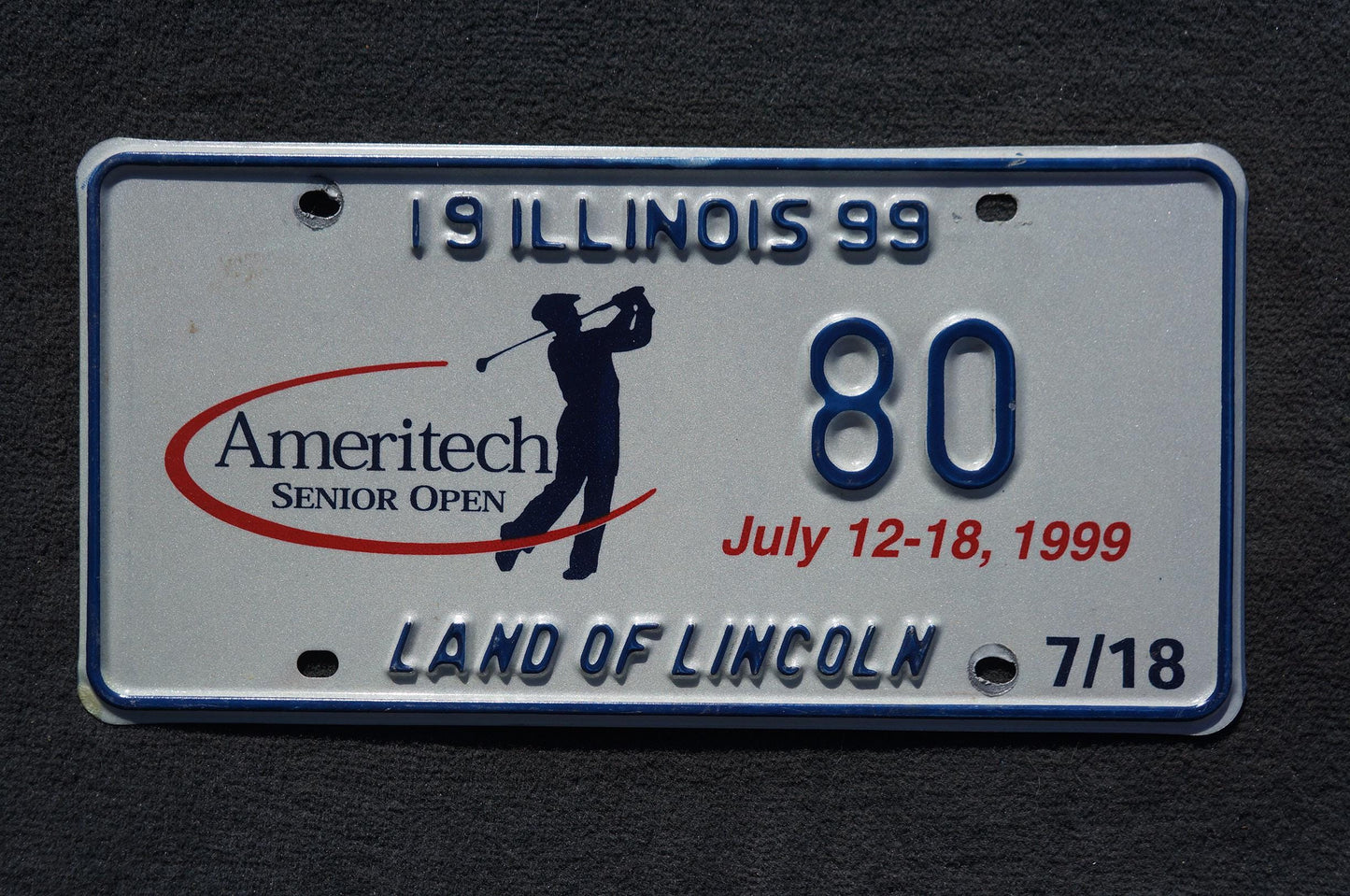 1999 Illinois Ameritech Senior Open Gulf Convention License Plate # 80