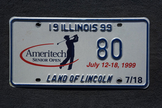 1999 Illinois Ameritech Senior Open Gulf Convention License Plate # 80
