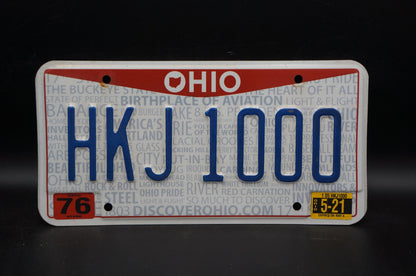 2021 Ohio License Plate # HKJ 1000